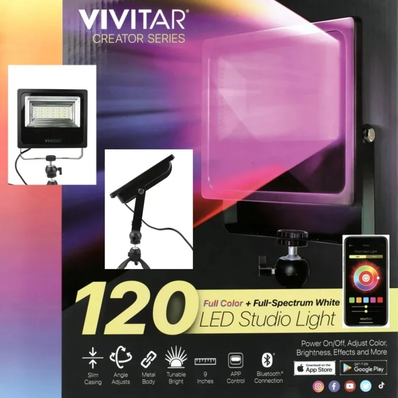 vivitar-led-on-camera-studio-light-con-120-led-supporto-integrato-controlli-abilitati-tramite-app-wireless-nero