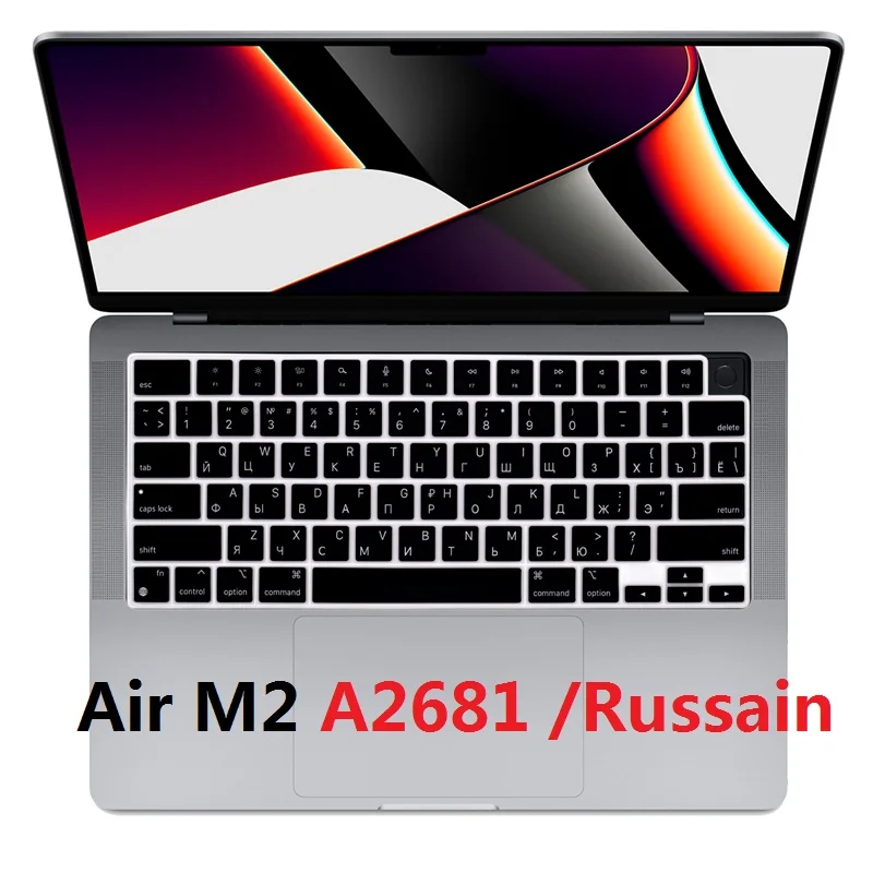 Tastiera Russa Pelle Per Macbook Air M2 2022 A2681 Eu Us Russian Tpu Keyboard Cover Rainbow Silicon Per Macbook Air 13 M2 Skin