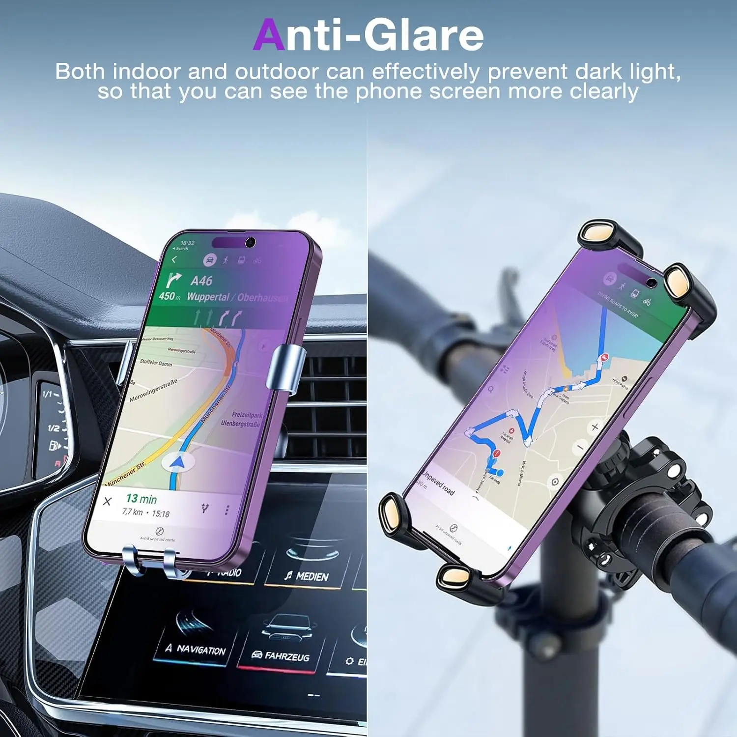 Premium 2-Pack Privacy Screen Protector with Anti-Blue Light and Purple 9H Tempered Glass
