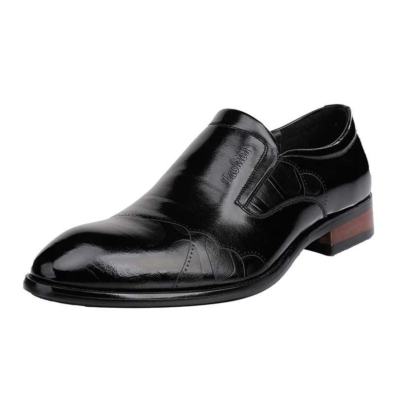 

2022 New Casual Loafers for Men Breathable Patent Leather Formal Dress Black Heightened Slip-on Business Work Men's Shoes
