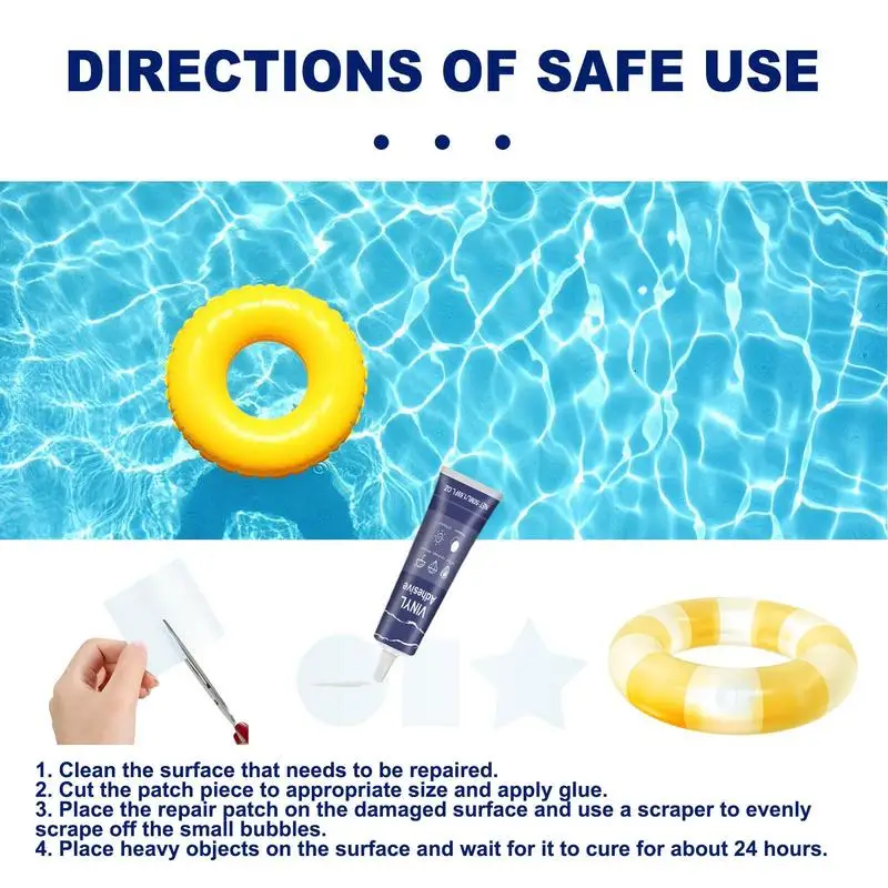 Inflatable Patch Repair Kit Raft Patch Kit With 50ml Glue For Repair Air Bed Repair Patches Pool Liner Patch Repair Inflatable 2