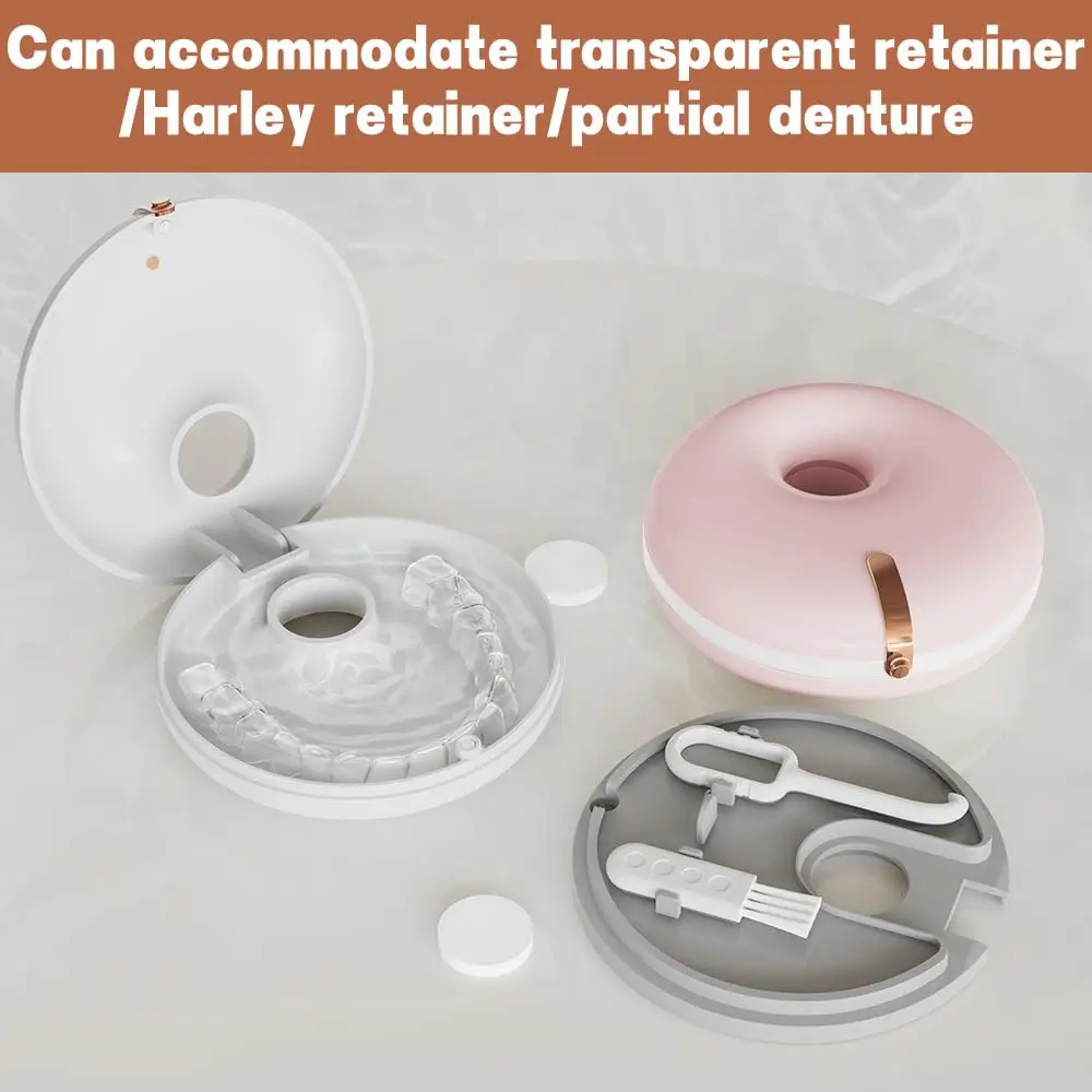 Doughnut Design 2 Layers Invisible Braces Box Simple Style Denture Storage Box Portable Remover Chewies Cleaning Container Case