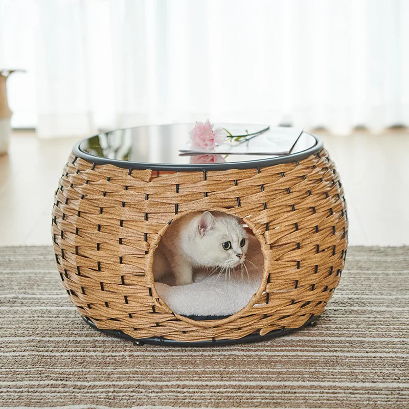 

Mini Cool Cat Nest Semi-enclosed Apartment Dual Use Hand Knit Rest Nap Bed Cool Small Dog Nest Pet Nest Small Animal Supplies