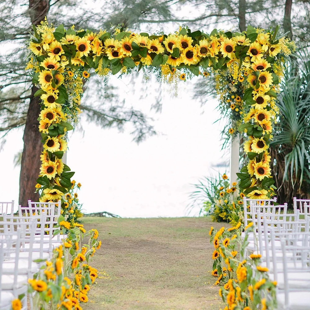Artificial flower Sunflower Vine Hanging Flowers Wall Festival Rattan Leaves Garland Outdoor Wedding Home Table Diy Decoration