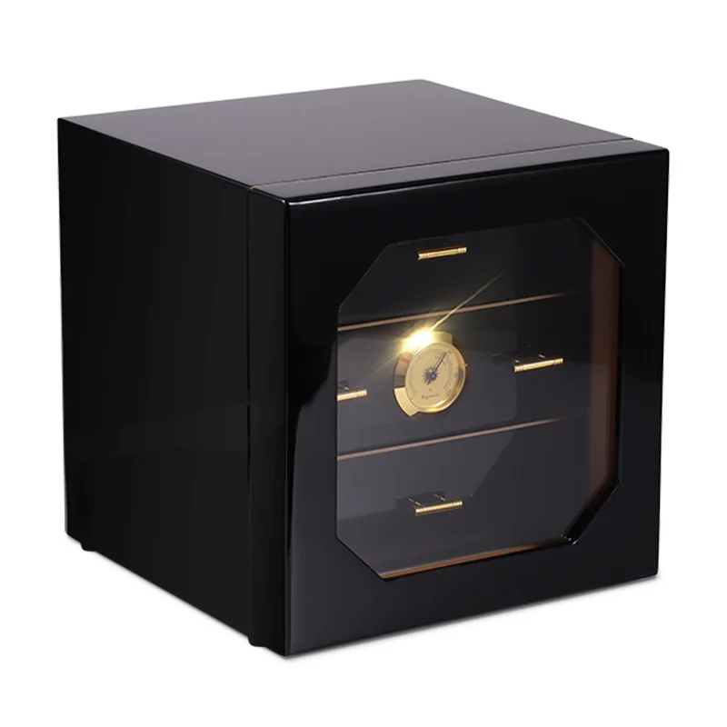 

Роскошный шкафчик для хранения сигар "Humidor" хьюмидор дерево кедра с подкладкой 3-слойная дверь из закаленного стекла