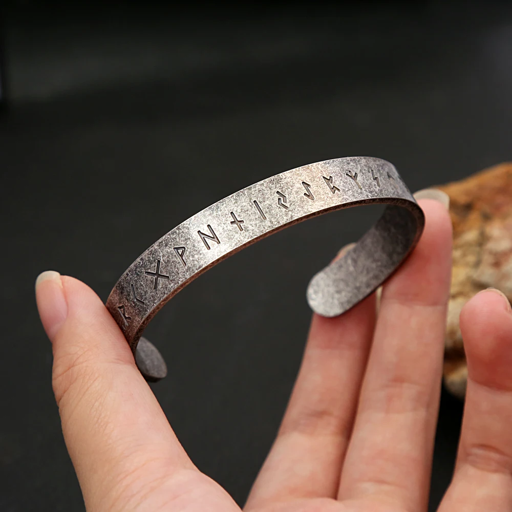 Fashion Vintage Viking Rune Bracelest for Men Women 316L Stainless Steel Simple Open Bracelet Amulet Jewelry Gift stainless steel bracelet
