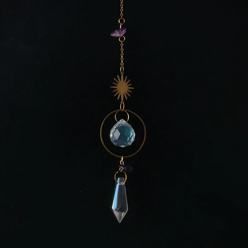 Suncatcher Crystal Wind Chimes Light Catcher Rainbow Prism Chakra Crystal Hanging Window Pendant Home Gaeden Decoration