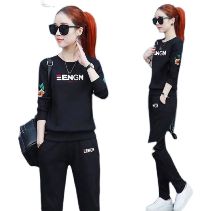 

Autumn and winter new Fashion women suit women's tracksuits casual set with a hood fleece sweatshirt two pieces set