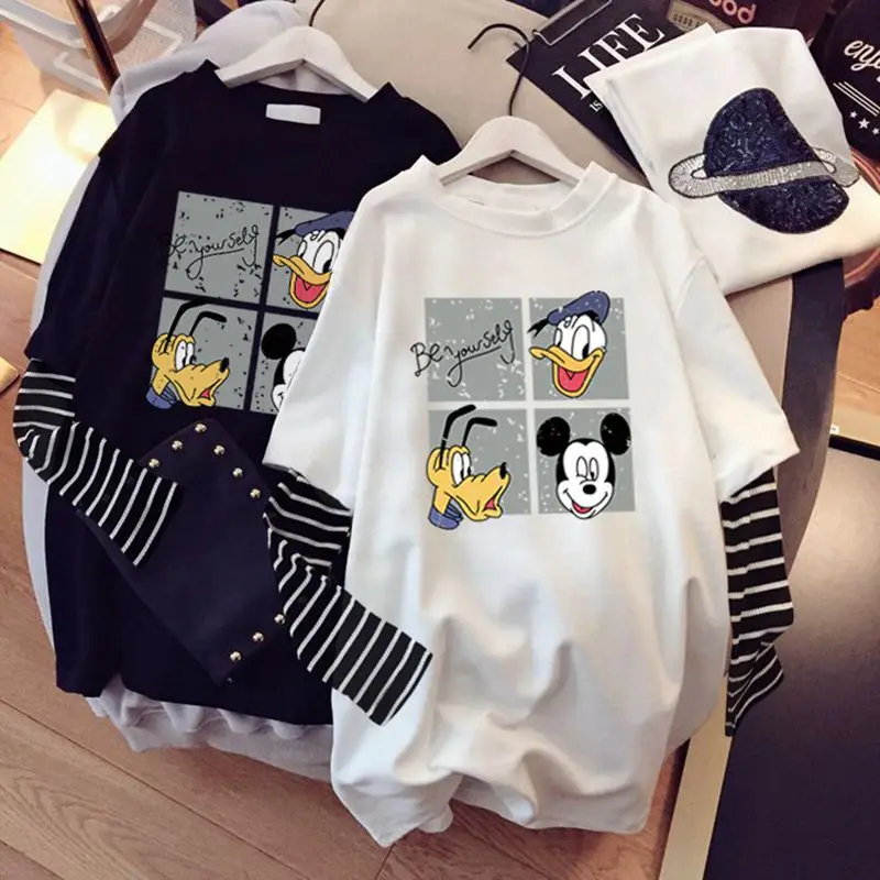 

Disney Mickey Mouse Woman Tshirts Summer New Minnie Tops Fashion Leisure Wild Printed T-shirt Graphic Tees Women Kawaii Clothes