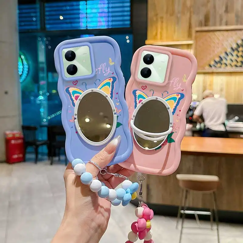 Cartoon Butterfly Phone Case Set with Lanyard and Stand - 3pcs