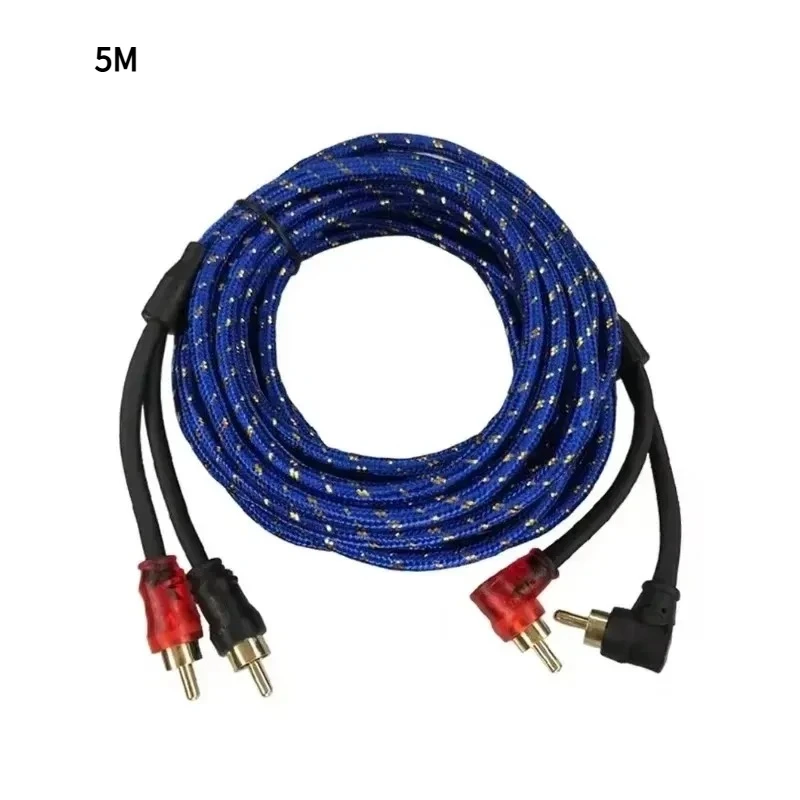Pure Copper Car Audio Cable - 2RCA to 2RCA Signal Wire for Subwoofer and Amplifier Systems