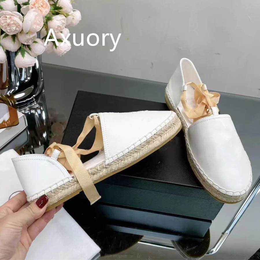 2023 New Women's flat bottomed fisherman's shoes Solid Color Genuine Leather Cowhide embroidery Solid Color High Quality