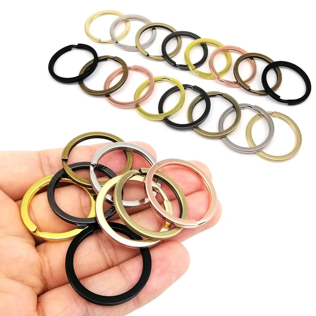 Split Key Ring 25-35MM Flat Surface Double Metal Loop Black Key Chain  Holder DIY