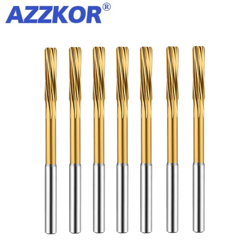 AZZKOR HSS-CO Helical Reamer Cobalt Titanium Plated Stainless Steel Special Straight Shank Reamer 3-20 Decimal Point Reamer 6