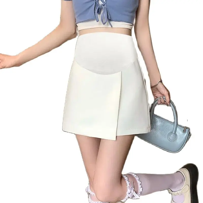 Pregnant Woman A-Line Skirts Summer Fashion Pregnancy Clothes High Waist Side Split Office Lady Elegant Pencil Skirts