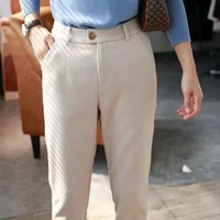 2024 Autumn Winter Workplace High Waisted Casual Suit Pants Office Lady Women Trousers Woolen Pants Women's Harem Pencil Pants - Image 2
