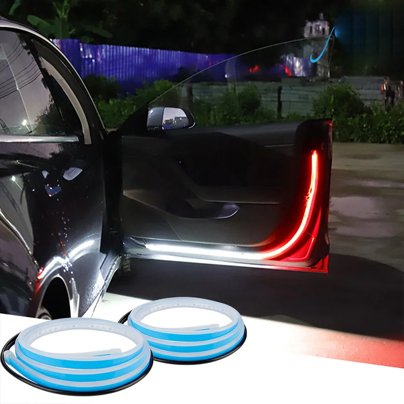 Luz LED de bienvenida para coche, luz de advertencia de doble color para puerta de camión, lámpara de pie, se ilumina al abrir la puerta, 12V-24V - AliExpress