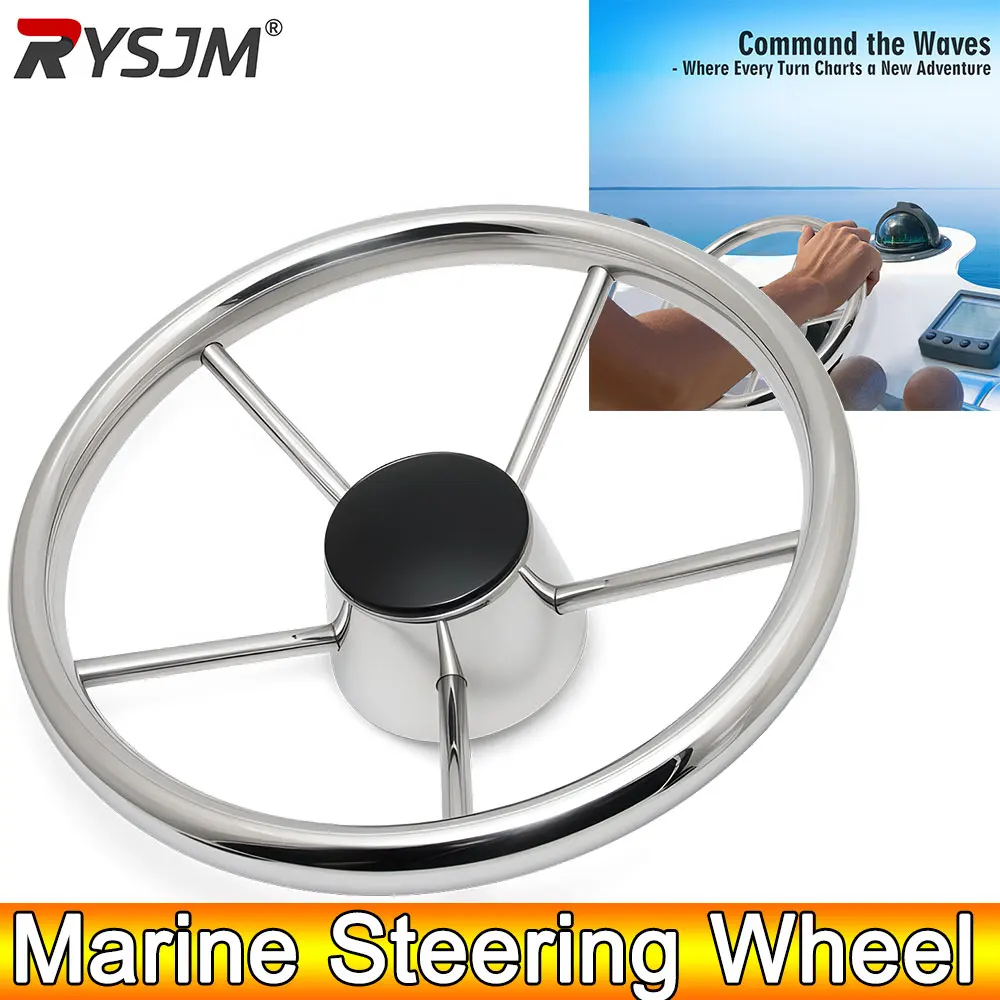 Marine Steering Wheel 11 Inch Stainless Steel With Or Without Knob Grip Fit For Yacht Boat
