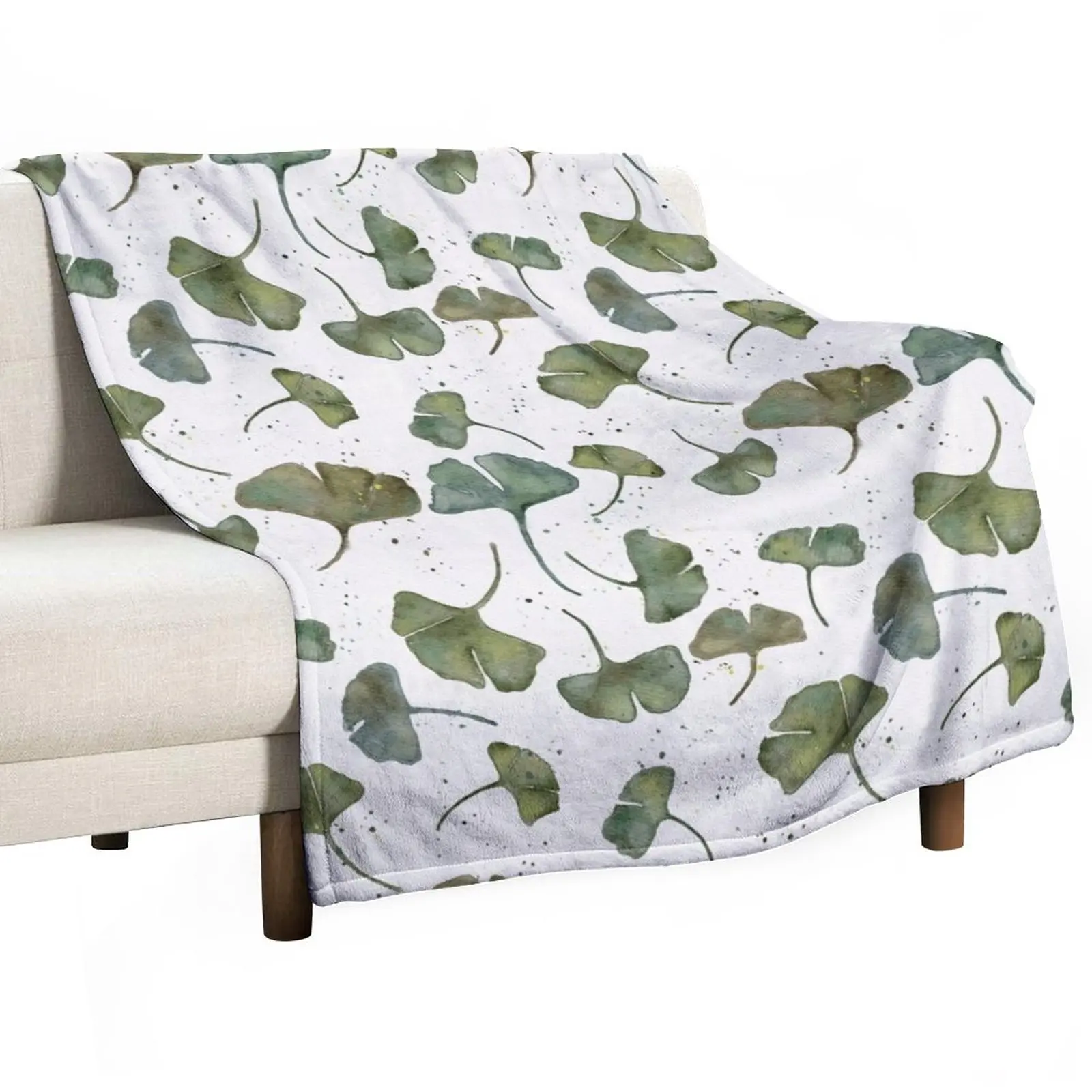 

Ginkgo Leaves in Watercolor Throw Blanket Nap Blanket Blankets For Sofas Personalized Gift