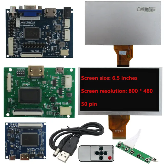 6.5-inch AT065TN14 TFT LCD Display Driver Universal Control Board Set HDMI Compatible DIY Raspberry Pi PC Display Secondary 1