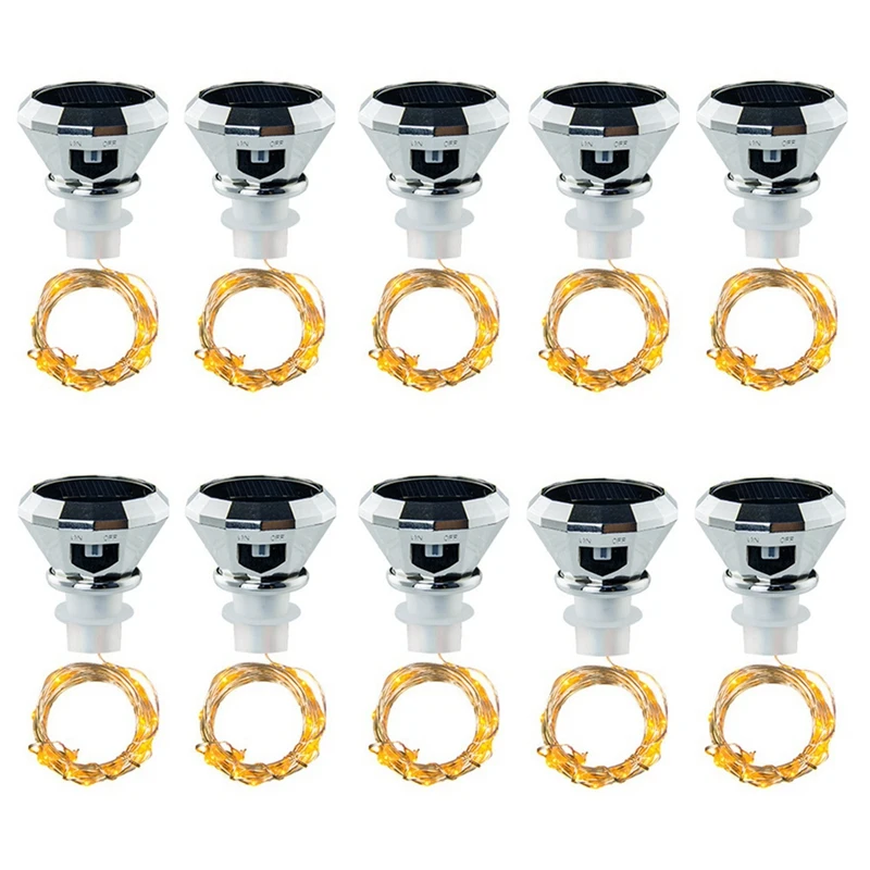 

Solar Wine Bottle Cork Lights 2M 20Leds Copper Wire Fairy String Lights For Wedding New Year Party Vase Garland Decor