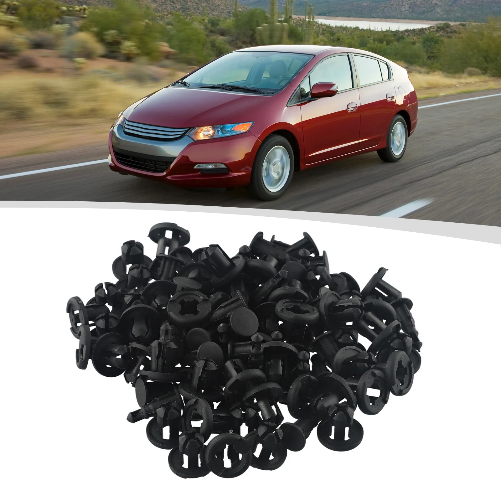 

50pcs Car Rivet Black Nylon Auto Bumper Retainer Screw Fender Cover Fastener Bumper ​Clips Retainer Car Accessorie For Honda