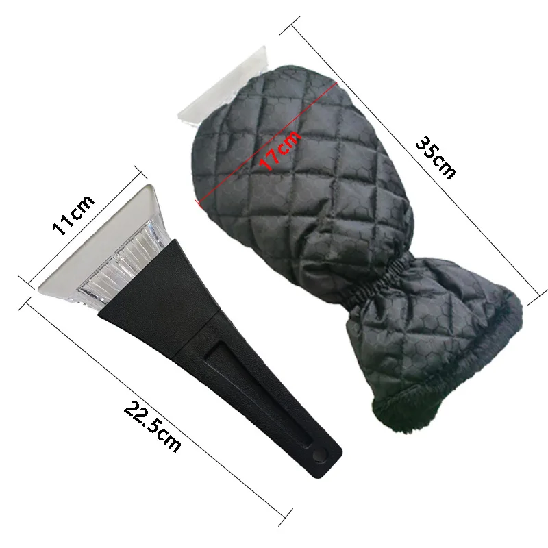 Car Windshield Ice Scraper Mitt Waterproof Snow Shovel Brush With Warm Gloves Scratch-Free Snow Removal Tools for Car Cleaning