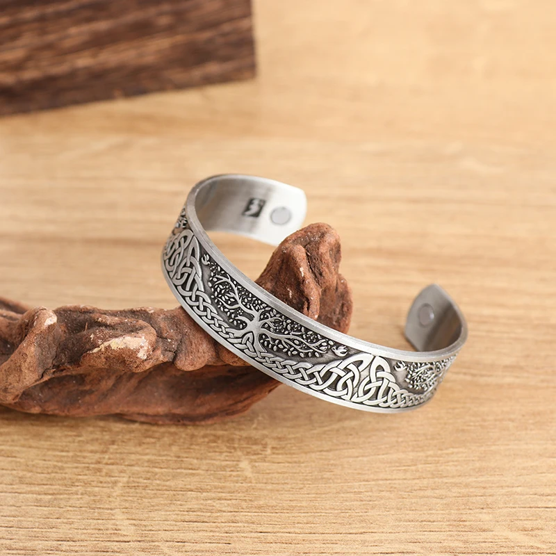 Magnetic Opening Adjustable Red Copper Retro Bracelet Cross Bracelet Men Bangle Bracelet Magnetic Bracelet