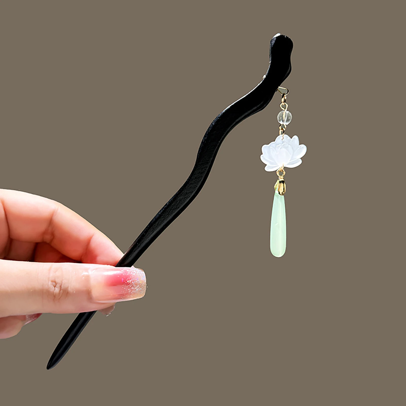 Retro Chinesischen Stil Haar Gabeln Holz/Acetat Haar Sticks Blume Haar Pins Anhänger Kopfschmuck Floral Haar Brötchen Maker schmuck – Detail 5