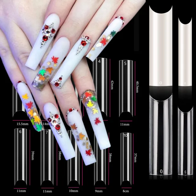 500Pcs XL Nail Tips: Natural & Clear False Nails