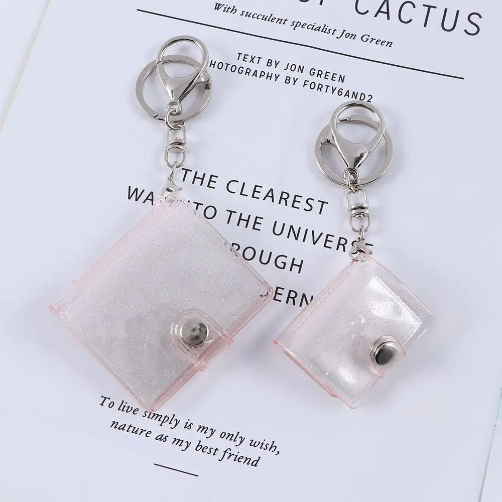 Transparent 1/2 inch Holder Pockets Photo DIY Mini Photo Album Keychain Portable Certificate Storage Portable Key Ring