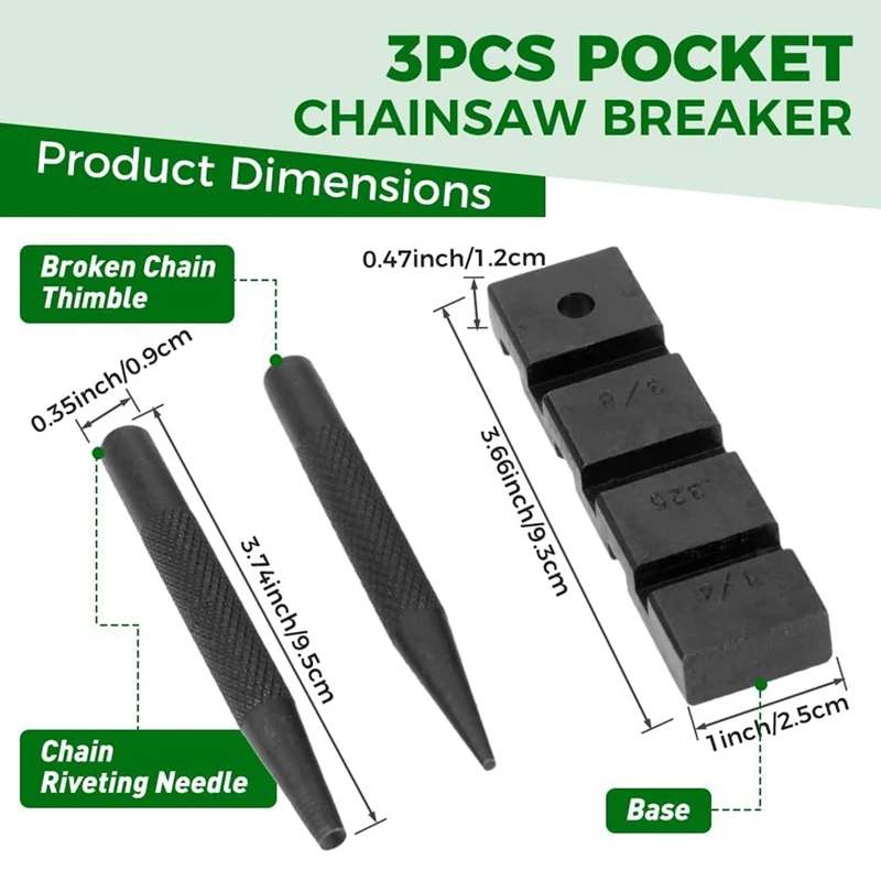 Pocket Chainsaw Breaker Chain Saw Repairing Mending Tool Set 3PCS with 10 Sets 0.325In Chainsaw Chain Joiner Link Repair