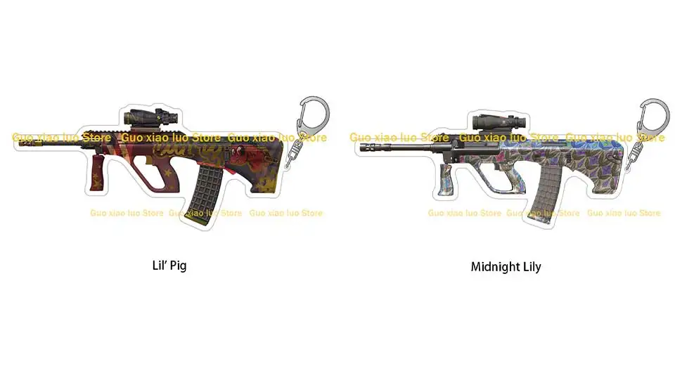 Guo Xiao Luo CS2 GO Waffengewehr AUG Strahlengefahr geschnitzte Jade Pest Ricochet Stymphalian Skins Acryl Schlüsselanhänger Taschenanhänger – Detail 10