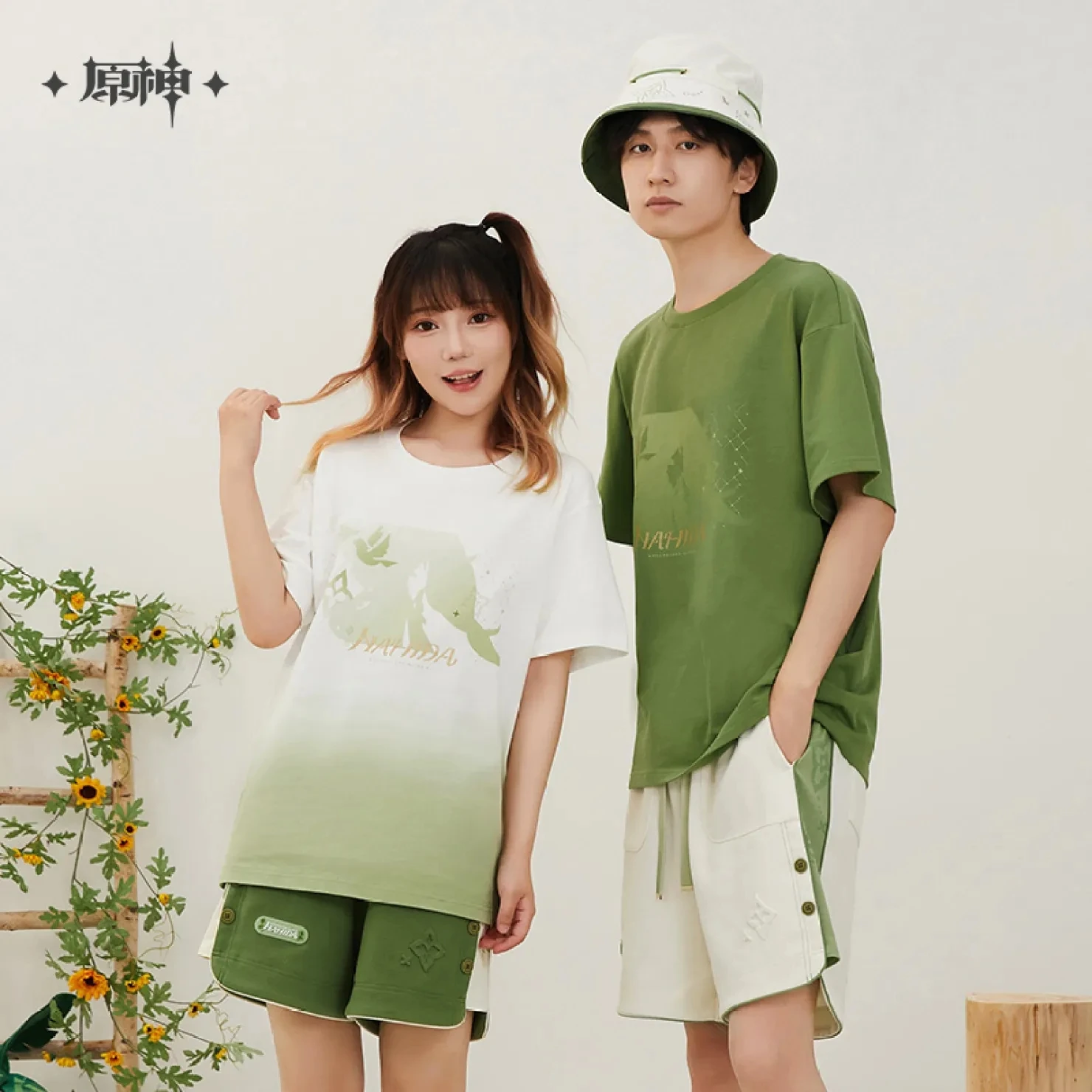 [Genuine] Game Genshin Impact Nahida Cosplay Theme T-shirt 100% Cotton  Couple Tops Summer Casual Clothing Anime Costumes Adult