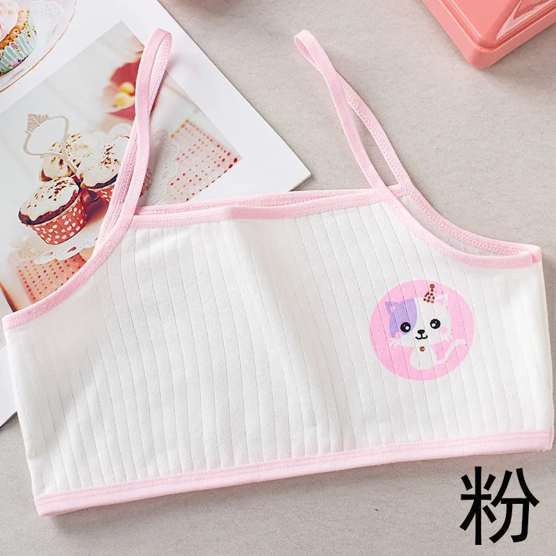 4pcs/set Lace Cotton Young Girls Training Bra Kids Vest Teens Underwear 8-14 years old