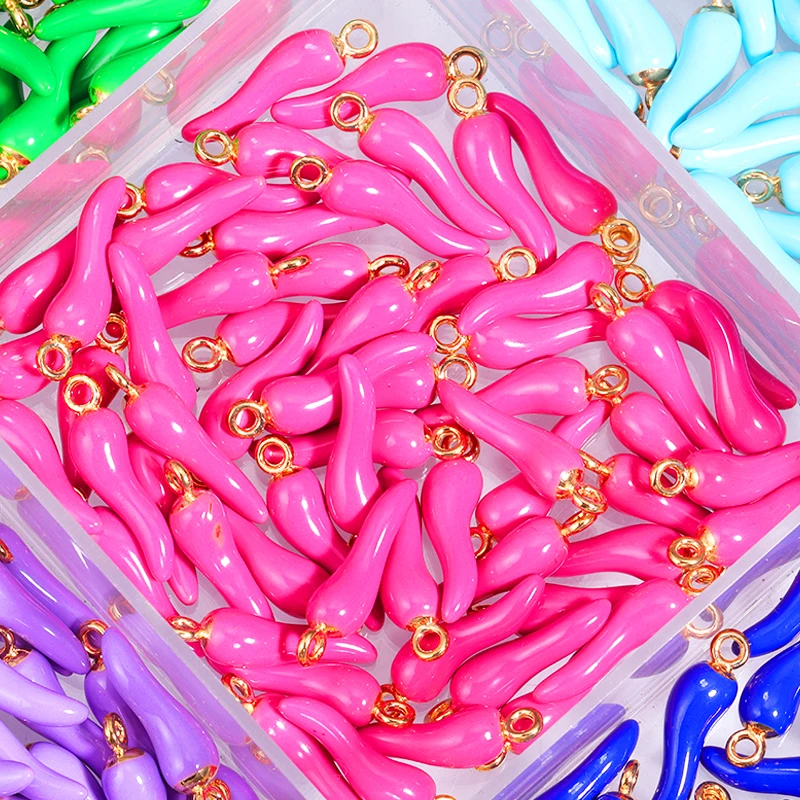 10 Stück mehrfarbige 3D-Pfeffer-Legierung Anhänger rote Chili Emaille Charm für Damen Armband Ohrringe Schlüsselanhänger DIY Schmuckherstellung Geschenke – Detail 10
