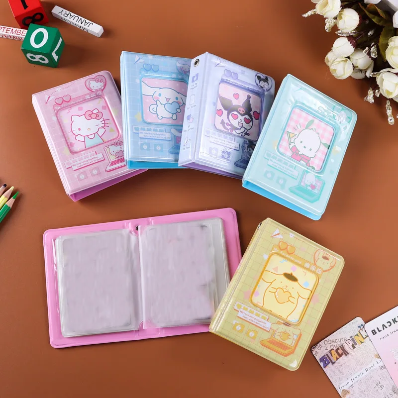 Sanrio Photo Album Kawaii 3 Pollici Storage Photo Album Cute Card Storage Holder Cards Hello Kitty Collect Mini Toys Gift For Kids