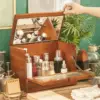 Wooden Cosmetic Makeup Organizer Large Makeup Storage Box Organization and Storage Case for Desk Dorm Vanity Dresser Countertop 4