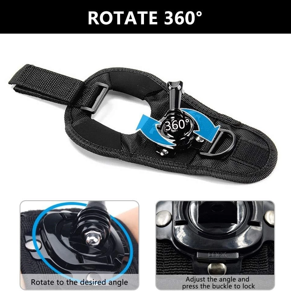 Action Camera Accessory 360&deg; Rotation Glove Wrist Strap for GoPro and DJI