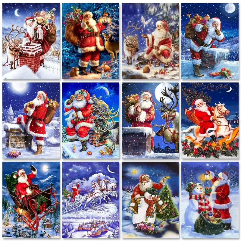 GATYZTORYAcrylicPaintingByNumbersDiyGiftsSantaClauseCanvas