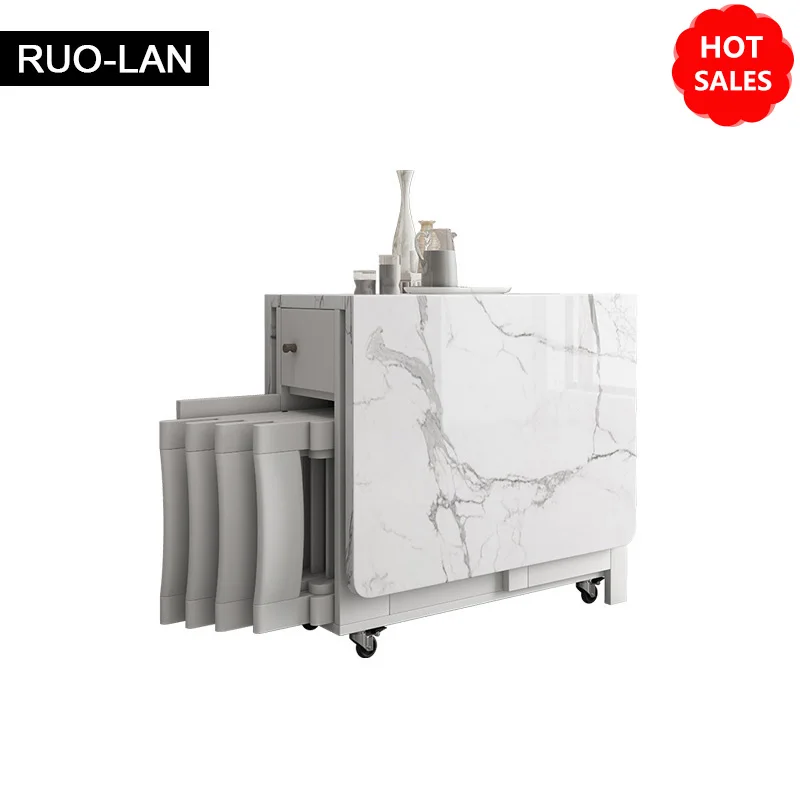 Fashion White Folding Dining Table Furniture Multifunctional Rectangle Movable Dining Table and Folding Chairs folding dining table