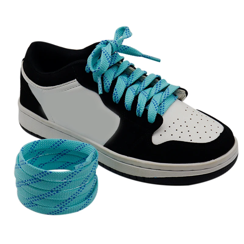 Weiou Lace 60-100CM Children Shoe Flat String 1CM Casual Canvas Boots Cyan Navy Twin Checkeds Cordon Shoe Decorative Accessory