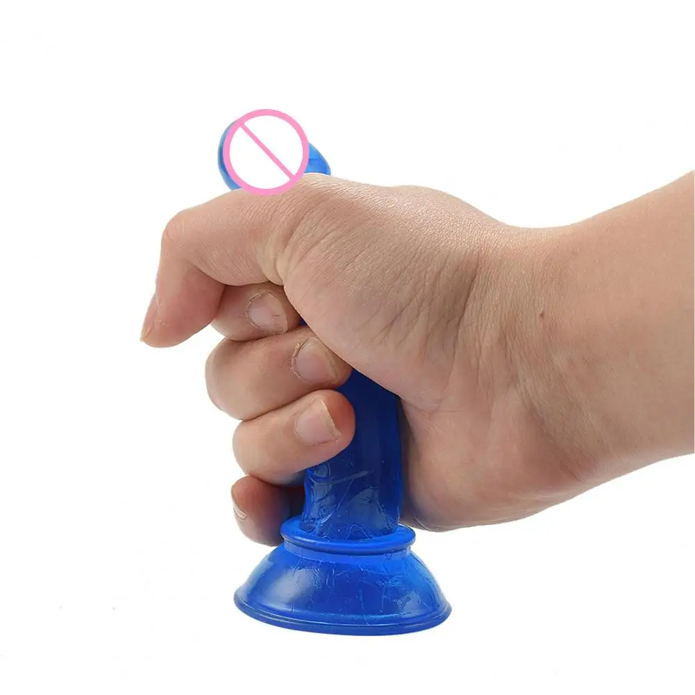 Sex Toys Fake Sucker Phallus Multicolor Faux Crystal Clear Mini Manual Simulated Bottom Suction Cup Female G-spot Masturbator Dildo
