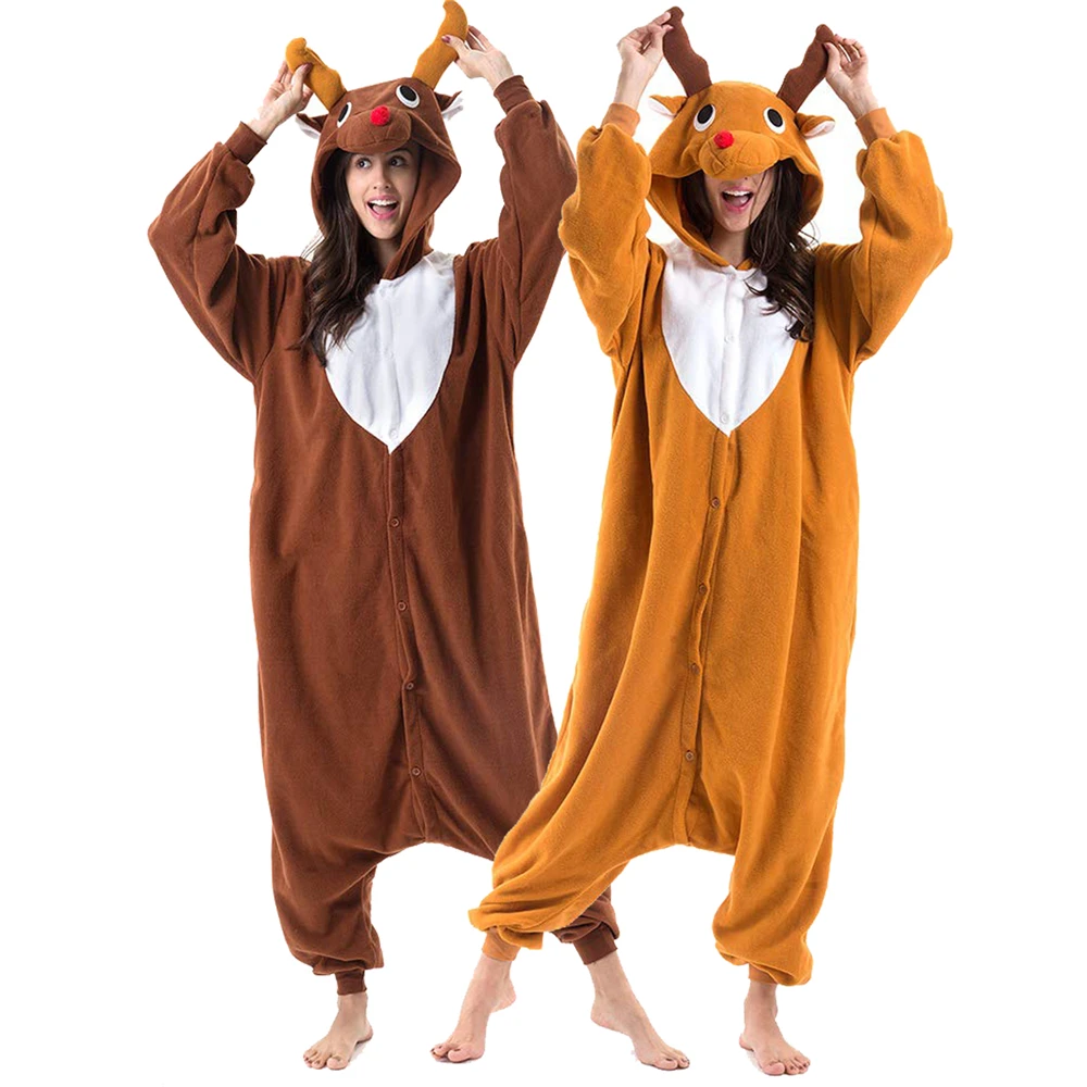 Animal Kigurumi Costume Halloween Onesie Deer For Women Men Adult Kids Pyjamas Cartoon Pajama Cosplay Party Homewear Christmas