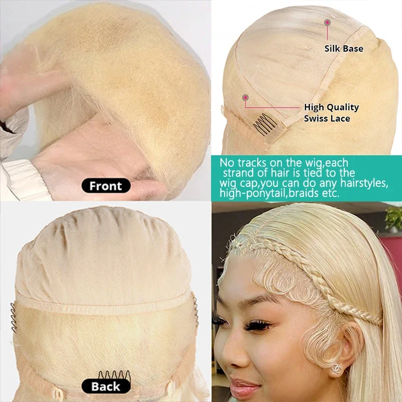 200% Density Bone Straight 613 Honey Blonde Full Lace Frontal Human Hair Wigs For Women Raw Indian Hair Part Anywhere Lace Wig