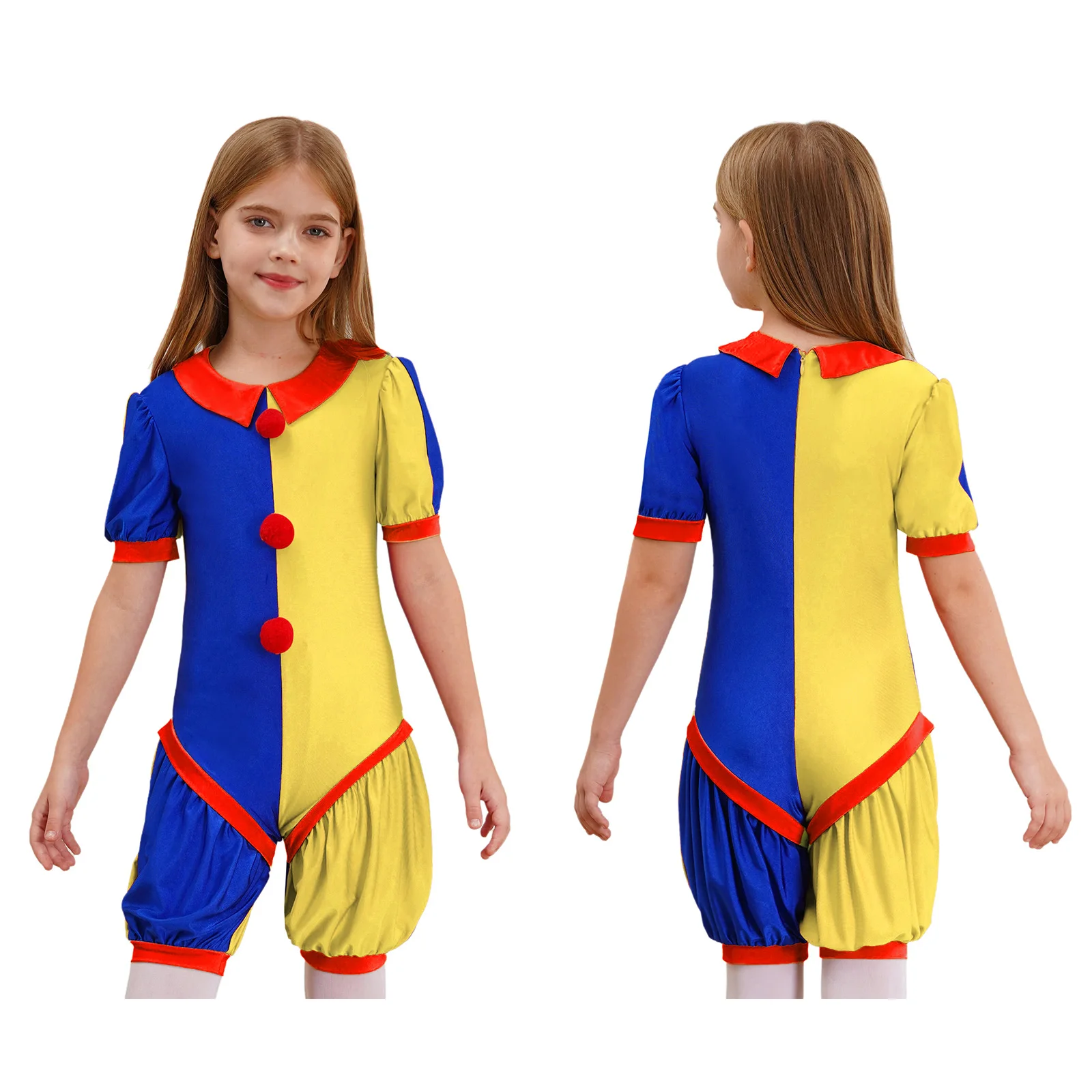 thumbnail image 1 of Niños Niñas fiesta de Halloween circo trajes de Cosplay payaso Pascua ropa de juego de rol Mono corto disfraz de fiesta temática de Halloween, 1 of 5