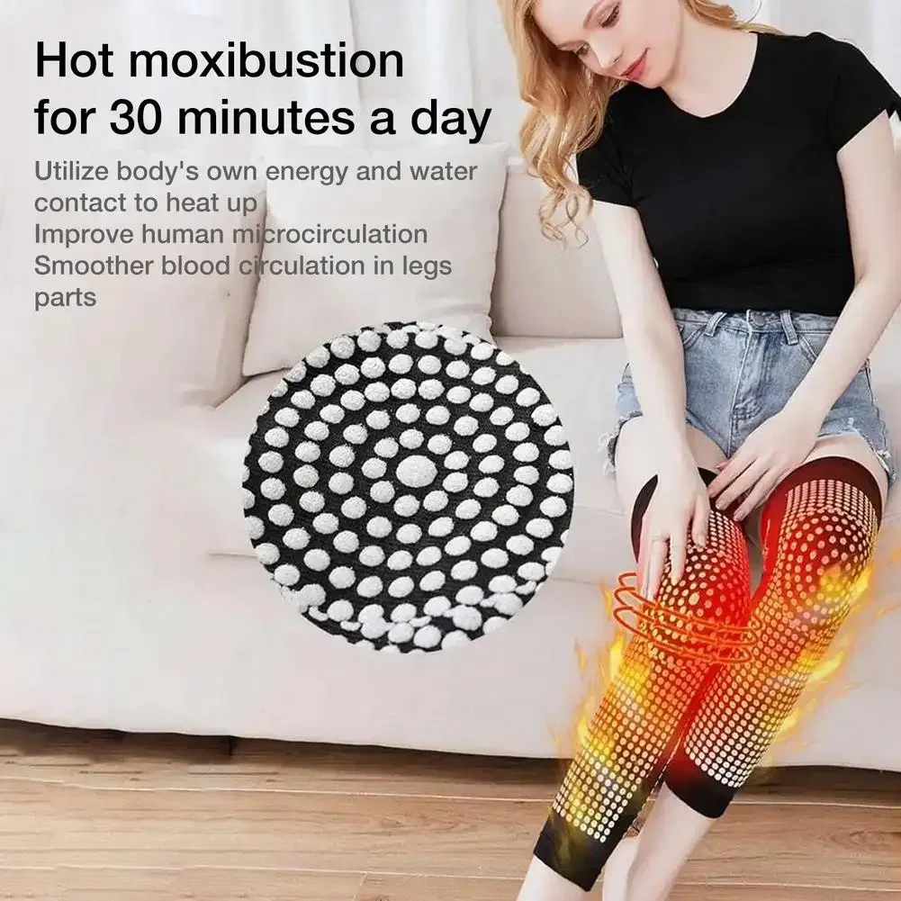 1 Pair Winter Kneepad Self Heating Tourmaline Knee Support Brace Knee Protector Arthritis Joint Double-side Thermal Knee Sleeves