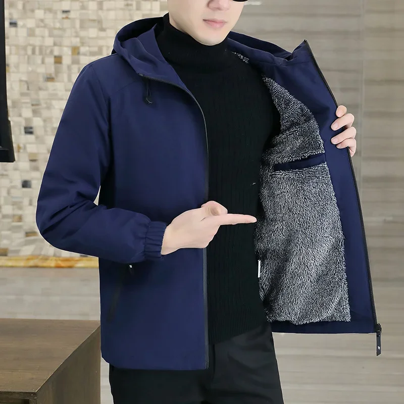 2023 men's hooded jacket men's coat warm wool thick warm windbreaker jacket men's fashion casual jacket 5XL men jacket  Fleece
