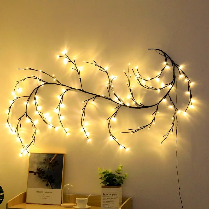 Christmas Decorations Artificial Plants Vine Tree Willow Rattan Lights 144 LED Wall Bedroom Living Room Valentine's Day Decor