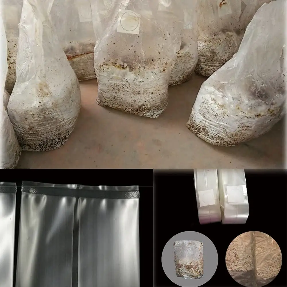 10PCS Mushroom Grow Bags High Temperature Resistance with Breathable 0.2 Micron Filter Mushroom Growing Sealable Myco Spawn Bags